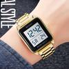 SKMEI 2154 Stainless Strap 3Bar Waterproof Digital Fashion Square Sport Men's Watches Top Brand LED Electronic Luxury Wristwatch