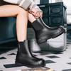 Women's fashion outer wear waterproof Martin boots medium and short tube fashion rain boots shell head thick sole elastic woven rubber shoes