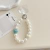 INS Korean Style Sweet Beaded Pearl Bowknot Phone Chain Pendant Bracelet Key Ring Bag Pendant Trendy