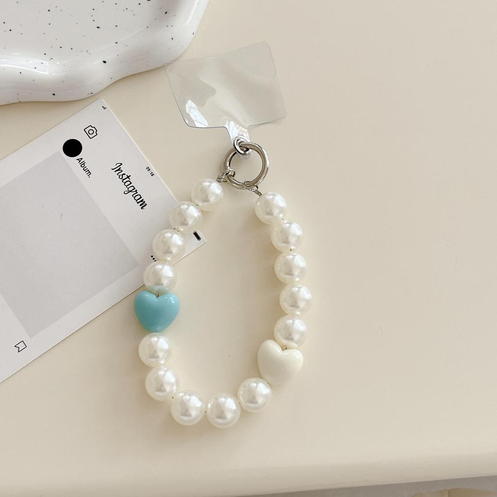 INS Korean Style Sweet Beaded Pearl Bowknot Phone Chain Pendant Bracelet Key Ring Bag Pendant Trendy