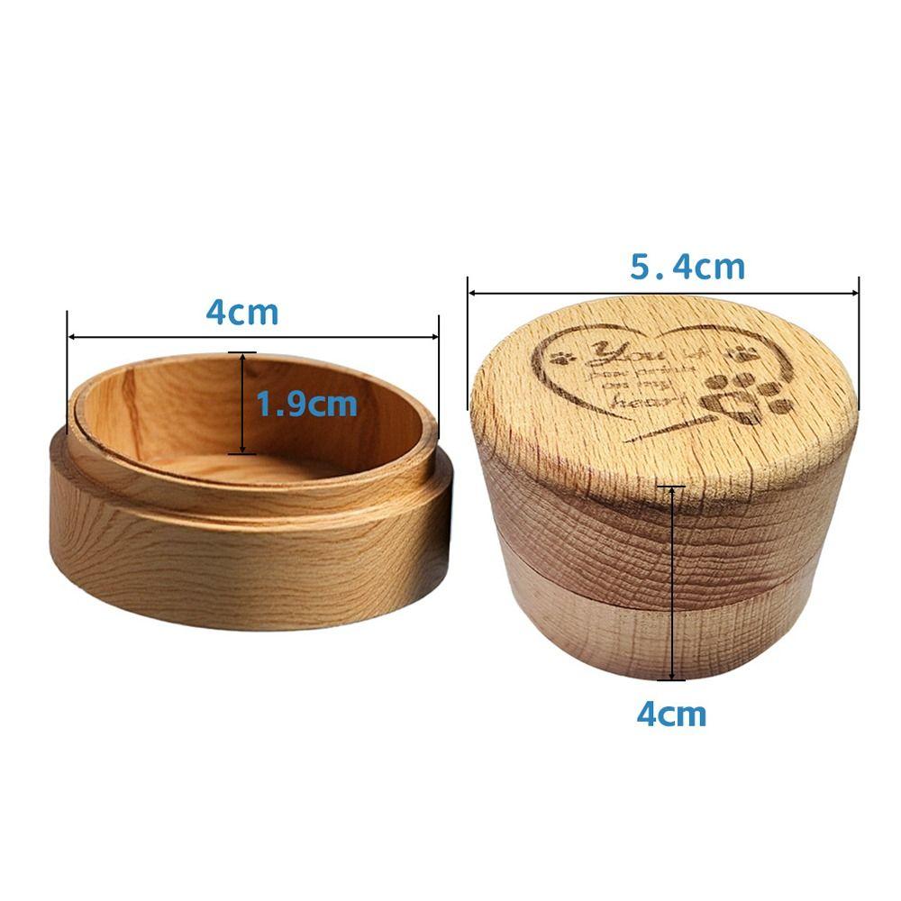 Portable Wooden Pet Hair Keepsake Box Custom Design Paw Print Pet Hair Memorial Box Small Size Pet Ashes Container Hair Storage