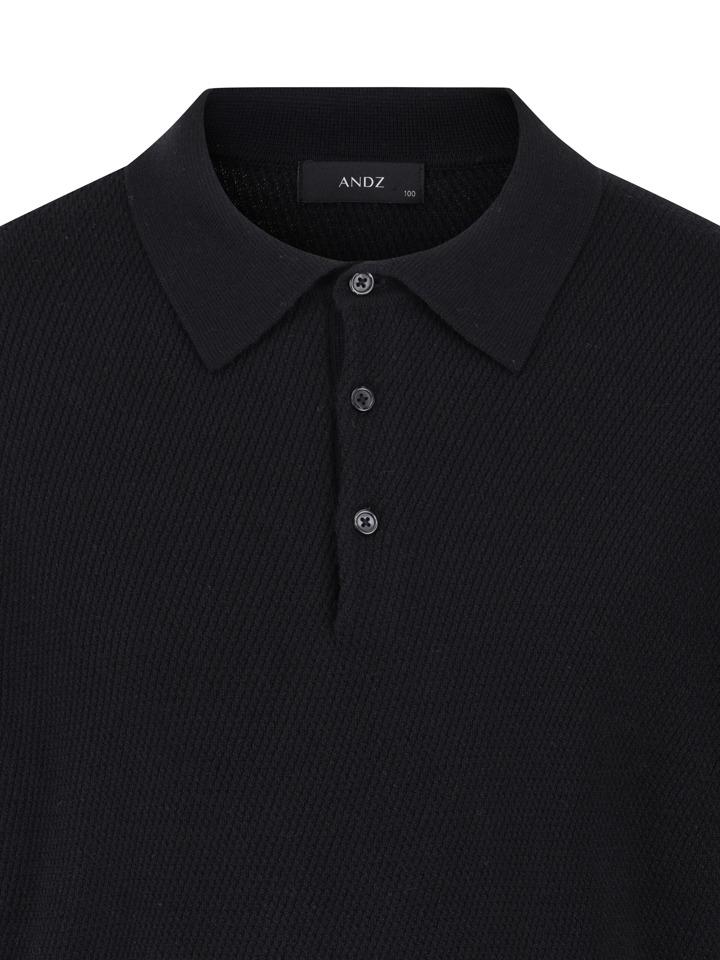 AND Z Men'S Merino Wool Fine Knit Collar Sweater_Bzf4Et1105Bk