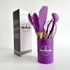 12-Piece Eco-Friendly Kitchen Utensil Set Wooden Handles Silicone Cooking Shovel Spoon Food Safe Microwave Kitchen Gadget Tools