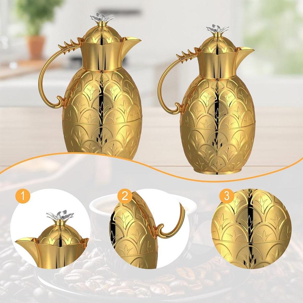 Arabic Pineapple Shaped Coffee Carafes Insulated Thermal 0.6L 1.0L for Hotel
