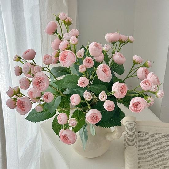 12 Head Artificial Peony Flower Bouquet Realistic Faux Silk Peony Floral Arrangement for Home Wedding Table Decoration