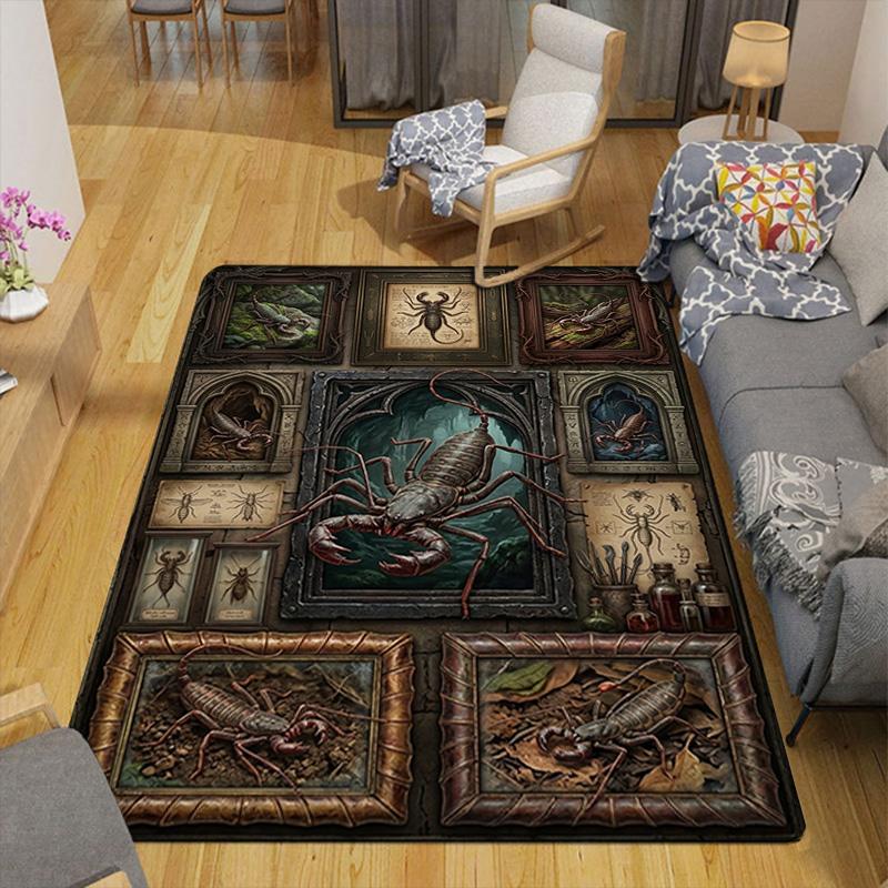 Scorpion Studies Gothic Frames Pattern Rug Floor Mat for Living Room or Bedroom Soft and Comfortable Carpet a Gift for Birthday and Holiday.