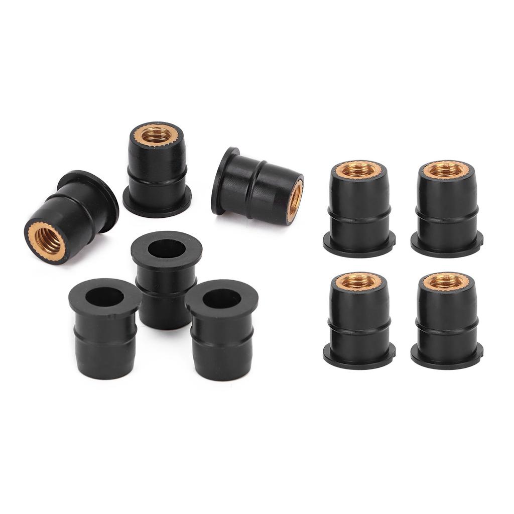 10PCS Well Nut M6x0.8mm Rubber Captive Brass for Motorcycle ATV Windscreens Body