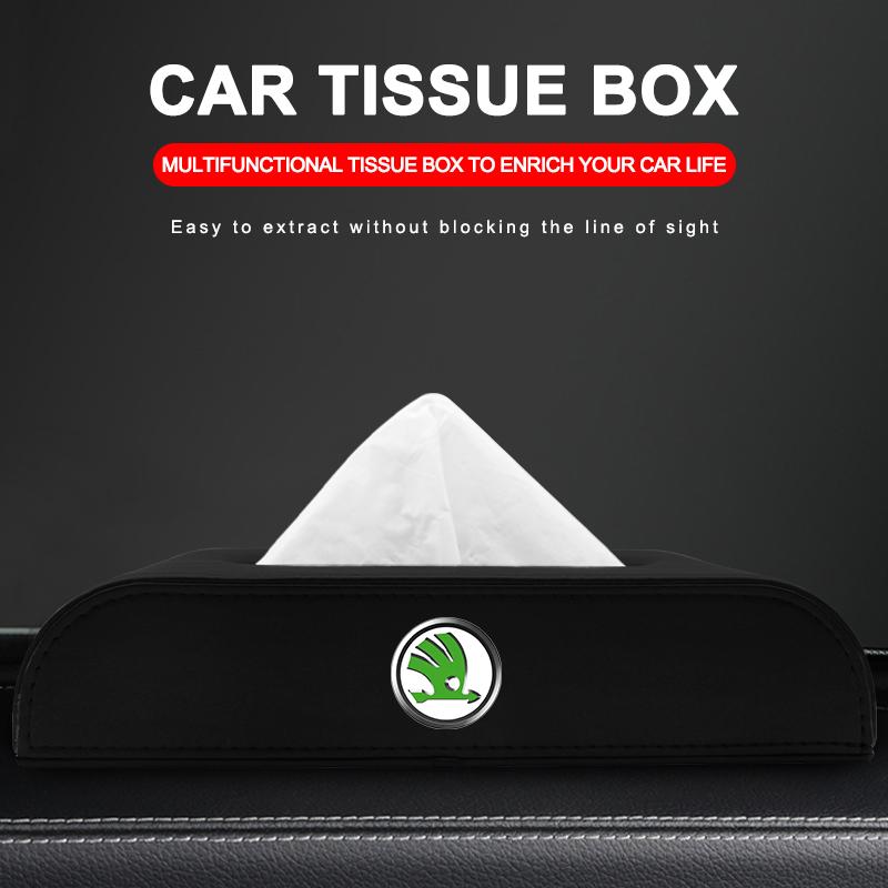 1Pcs Car Tissue Box Holder Armrest Box Storage Case Car Accessories For Skoda Octavia Superb Rapid Kodiaq Karoq Fabia Kamiq Roomster Citigo