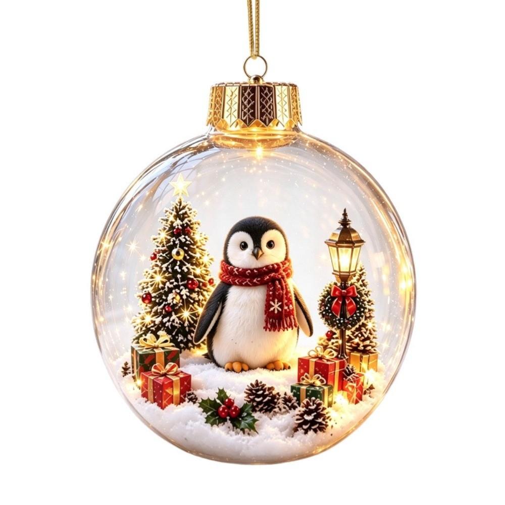 Acrylic Light-Up Christmas Ball Ornament Transparent LED Christmas Tree Globe Decor New Year