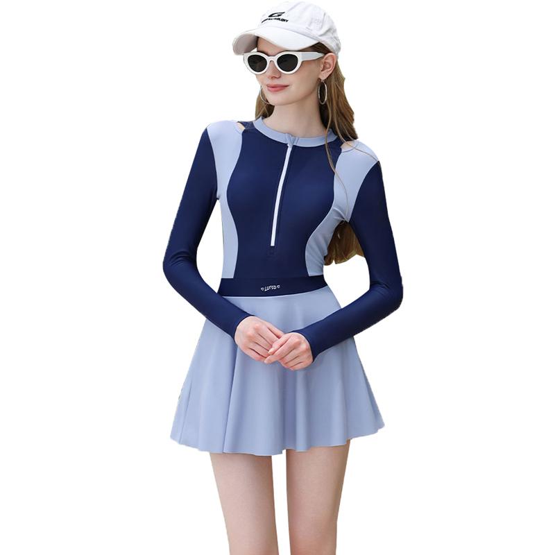 Disney Slim Fit Long Sleeve Striped One-Piece Dress Swimwear Women swimwear D15304S2F