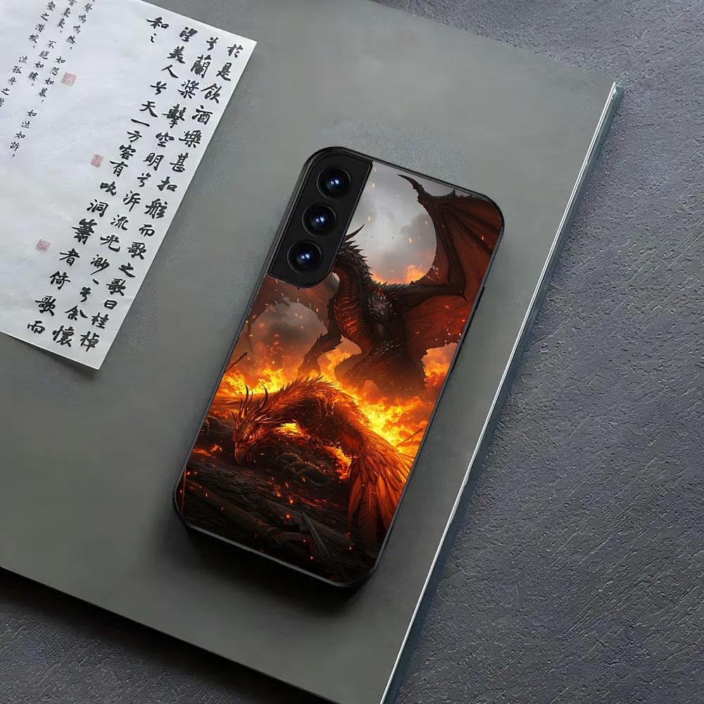 Dragon Phone Case For Samsung S24, S25 22,30,Note20,Ultra,Lite,Ultra5G,Plus,FE Black Cover