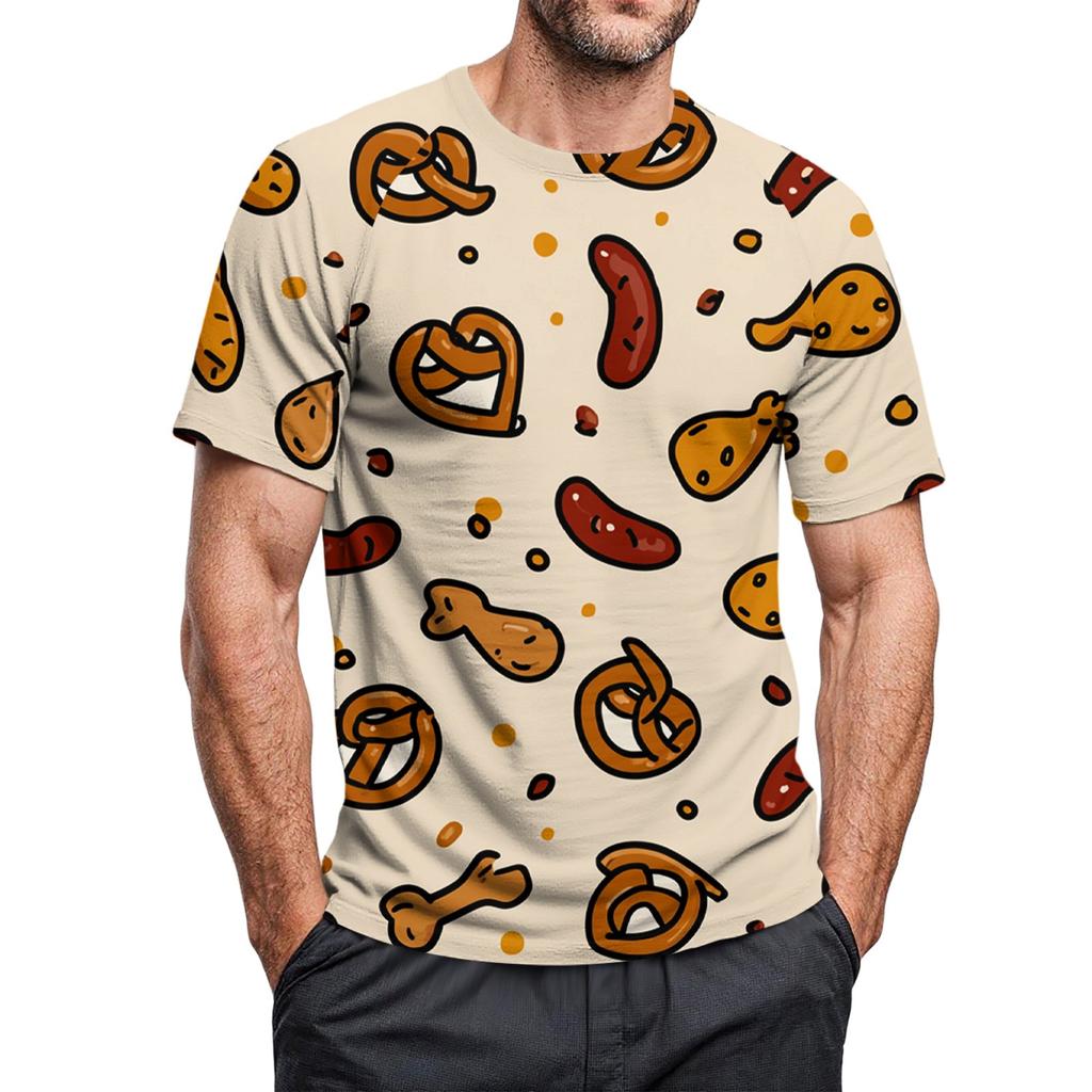 Men's Crew-neck Casual Printed Short-sleeved T-shirt Top