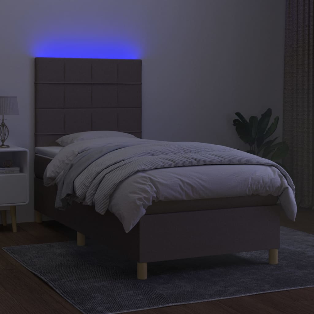 Vidaxl Łóżko Kontynentalne Z Materacem, Taupe, 80X200 Cm, Tkanina