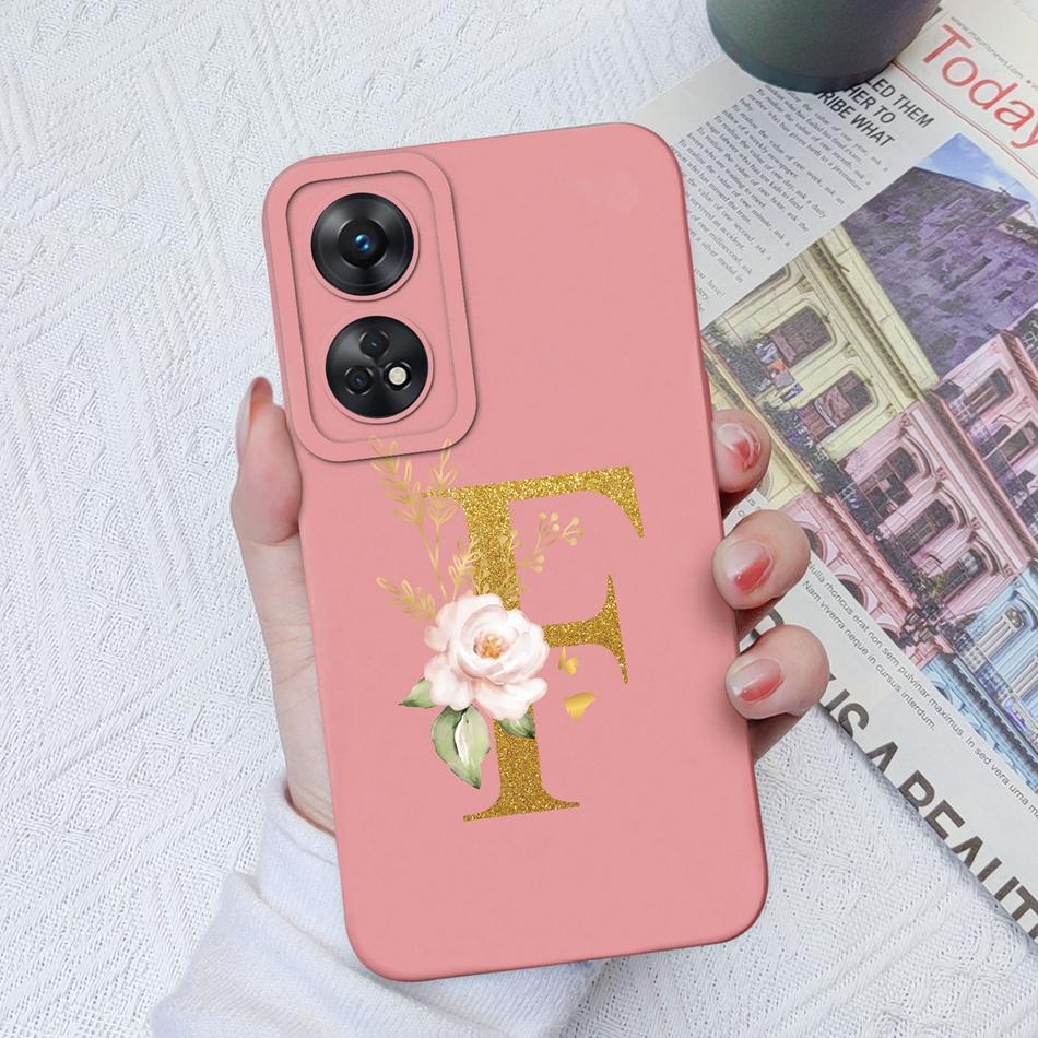 For Oppo Reno 8T 8Z Phone Case Personalized 26 Letter Liquid Silicone Anti Slip Black Cover For OPPO Reno8T 8 Z Lite Coque Funda