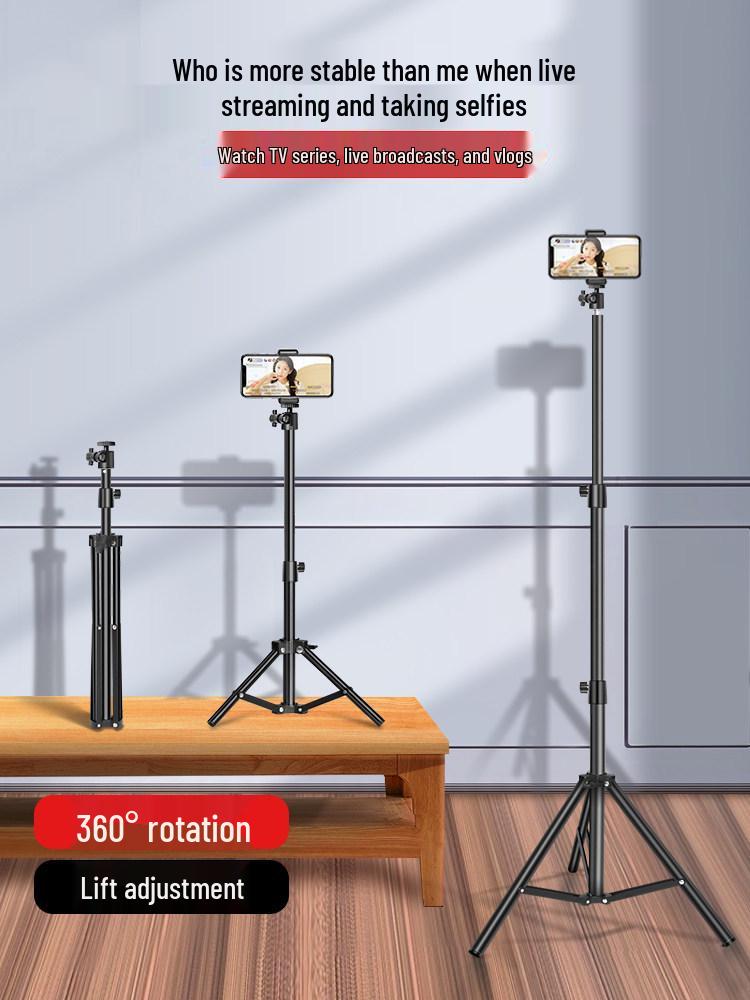 Multifunctional Floor-Standing Selfie Stick & Tripod with Universal Phone Holder for Live Broadcasts