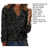 Breathable Premium Blouse Soft Long Sleeve V Neck Loose Women Shirt Daily Party Club Commute Sequin Lady Pullover