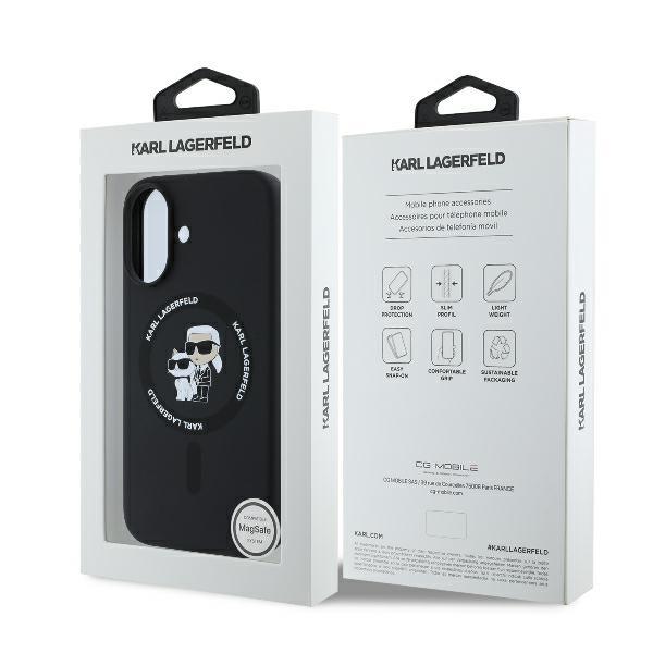 Karl Lagerfeld Klhmp16Mscmkcrhk Iphone16 Plus 6.7 Czarny/Black Hardcase Silicone Karl&Choupette Ring Magsafe