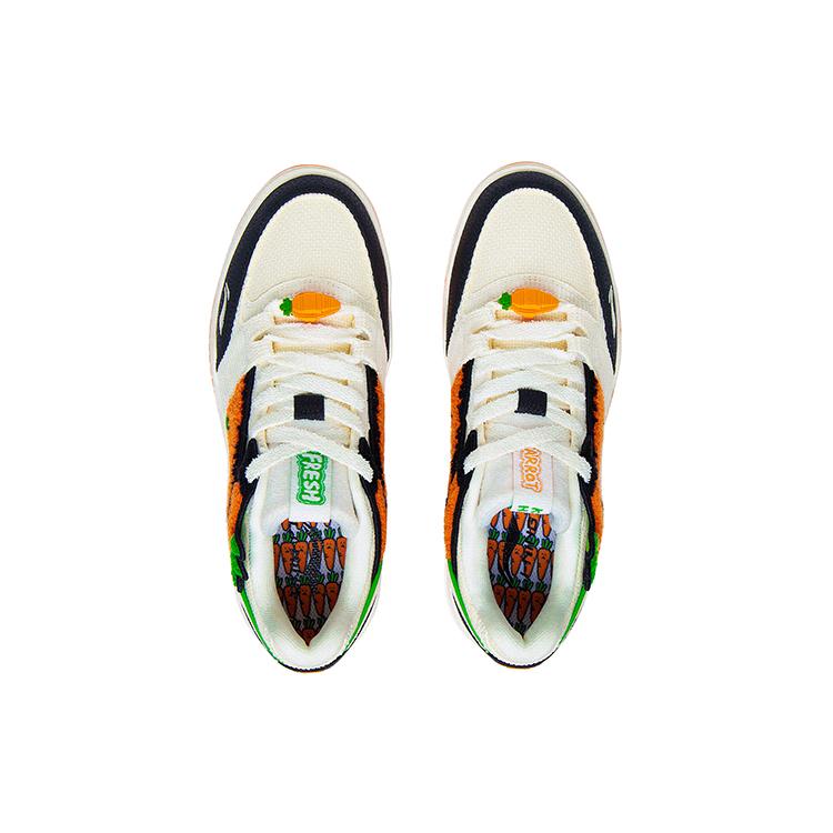 Li Ning Yuebai Carrot Slip Resistant Abrasion Resistant Low top Skateboard Shoes Women's White Black Orange AGCS427-10