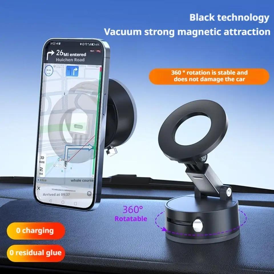 Vacuum Magnetic Suction Cup Folding Swivel Stand Double-sided Suction Cup Strong Magnet Vacuum Suction Cup Mount Car Holder For iPhone/Android