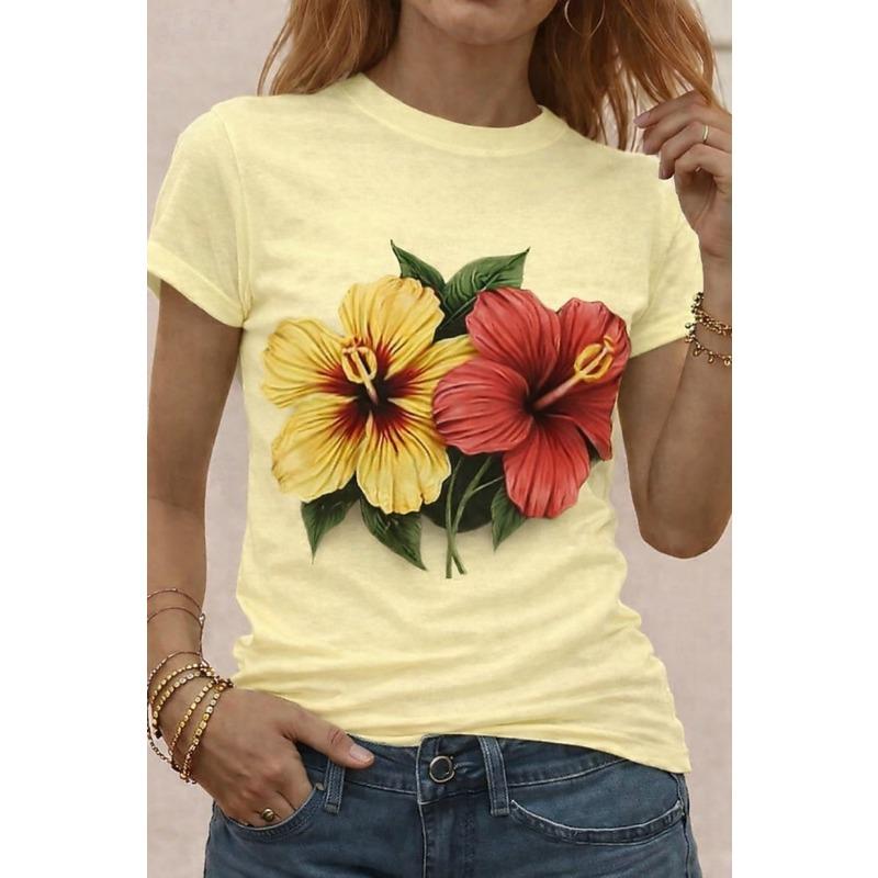 Women's T Shirt Print Graphic Animal Classic Short Sleeve Crew Neck Round Neck Regular Tops
