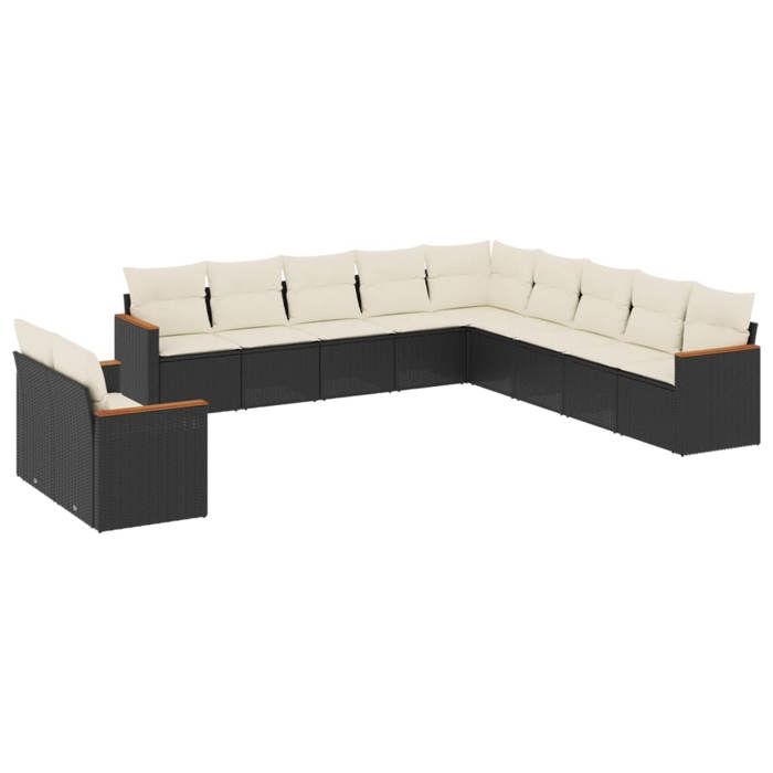 VidaXL Salon de Jardin avec Coussins 11 pcs, Canapés de Terrasse, Ensemble de Meubles de Patio, Mobilier d'Extérieur, Noir 3258528