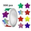 500pcs/roll Laser Star Smile Stickers Per Roll 25mm Reward Chart Decals Cute Labels for Kids Teachers Reward Stickers Decoration