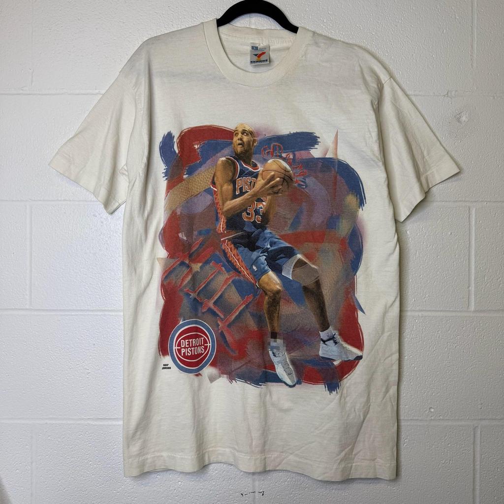 90s Grant Hill Detroit Pistons NBA T Shirt Sz L (B2809)