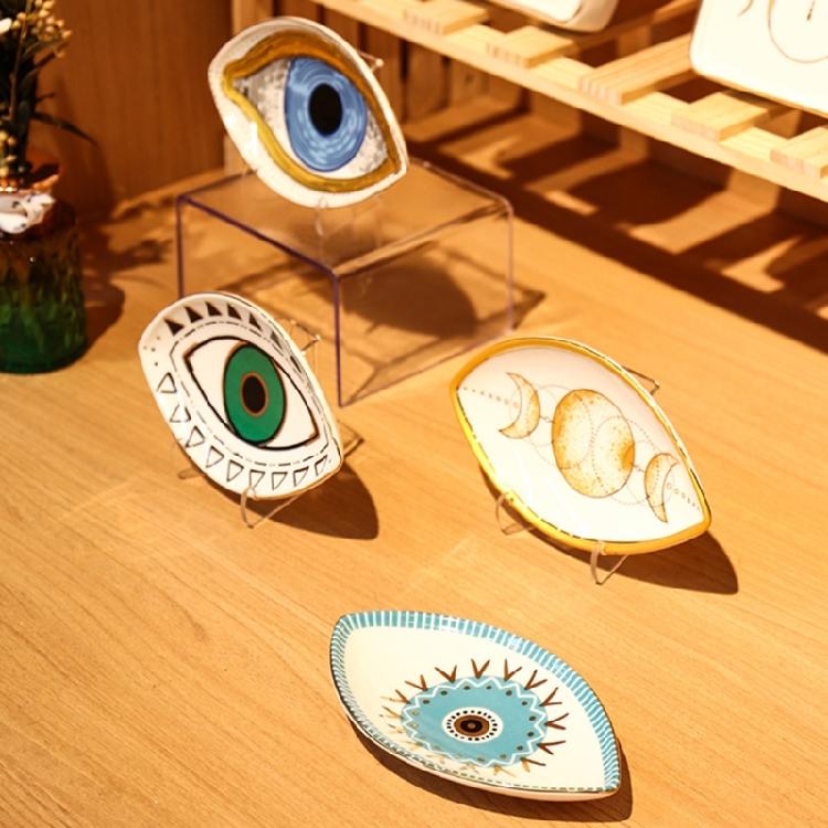 Sophisticated Stylish Eye Sturdy Ceramic Dish Elegant Solution Portable for Jewelry Organization and Display Daily Use