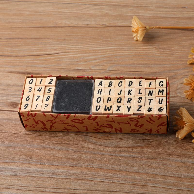 Basic Diary Set Typewriter Number and Letter Seal DIY Diary Wooden Seal, 40 Pieces Assorted Stamp Set