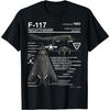 Camiseta Gráfica Esquemática del Caza Sigiloso F117 Nighthawk para Hombre, Casual, Algodón Puro