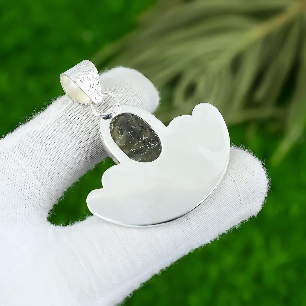 925 Silber Ovales Drittes Auge Chakra Labradorit Stein Frau Handgefertigt Boho Anhänger