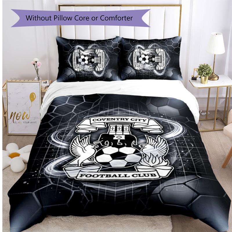 Set Lenzuola Stampato Coventry City Football 3 Pezzi, Comodo Set Copripiumino per Camera da Letto Amico della Pelle