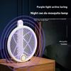 2 In 1 Household 180 Rotate Folding USB Rechargeable Electric Fly Bug Insect Mosquito Swatter Racket Killer Lamps with UV Light