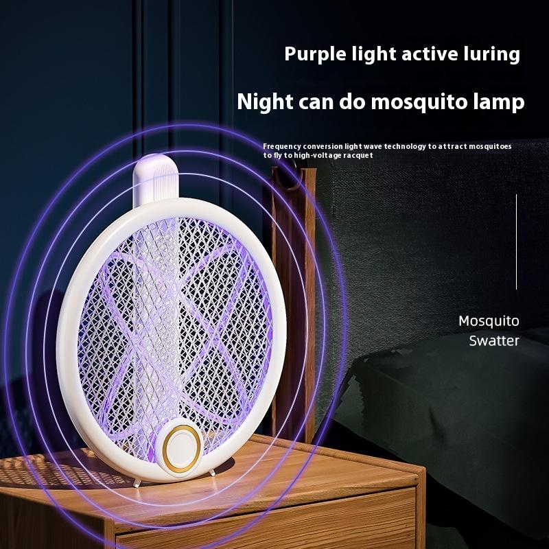 2 In 1 Household 180 Rotate Folding USB Rechargeable Electric Fly Bug Insect Mosquito Swatter Racket Killer Lamps with UV Light