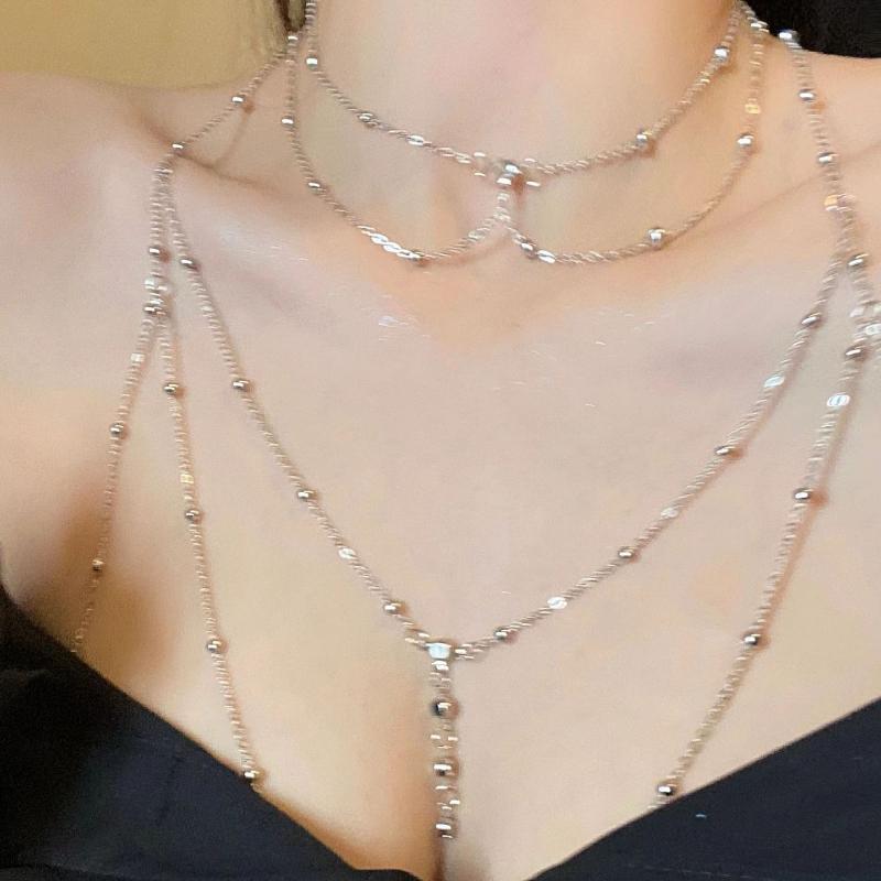 Fashion Diamond Bead Chain Body Chain Trim Flash Diamond Pendant Tassel Necklace Breast Chain Fashion Women's Chain