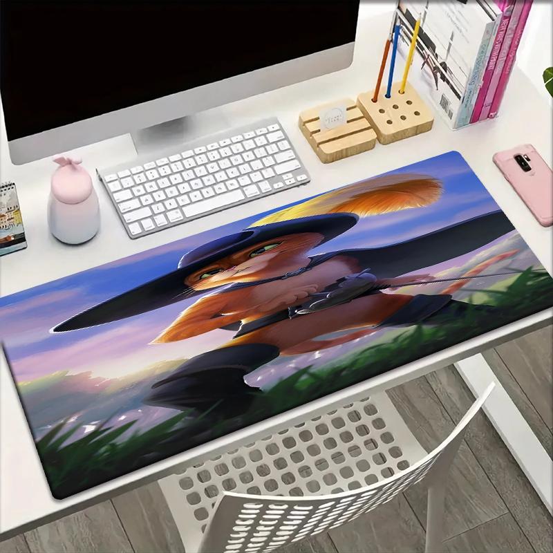 Puss In Boots Theme Mouse Pad, Non Slip Rubber Base, Multifunctional Office & Home Decor, Perfect for Workspace Personalization.