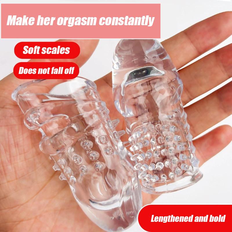 Reusable Penis Extender Cock Rings Delay Ejaculation Penis Condoms Dick Sleeve Glans Cover Enlargement Sex Toys For Men