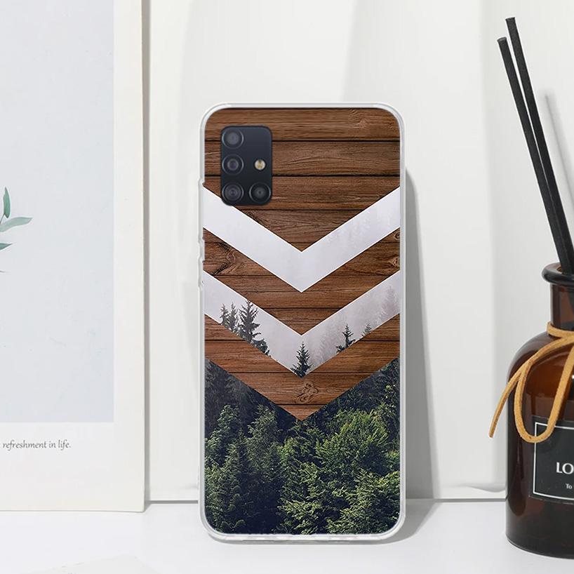 Forest Geometry Wood Nature Phone Case For Samsung Galaxy A52 A42 A32 A22 A12 A02S A72 A51 A50S A41 A31 A21S A71 A40 A30S A20S A