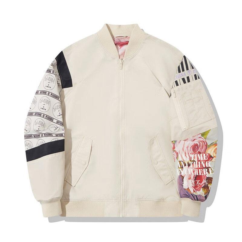 Men's Li-Ning X PLEASURES Jackets Men's Oat Gray Baseball Collar Moderate Other