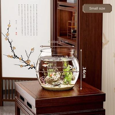 Aquarium Écologique Transparent pour Bureau Résistant aux Chocs Aquarium d'Observation de Tortues de Bureau Micro Aquarium Ornement de Salon