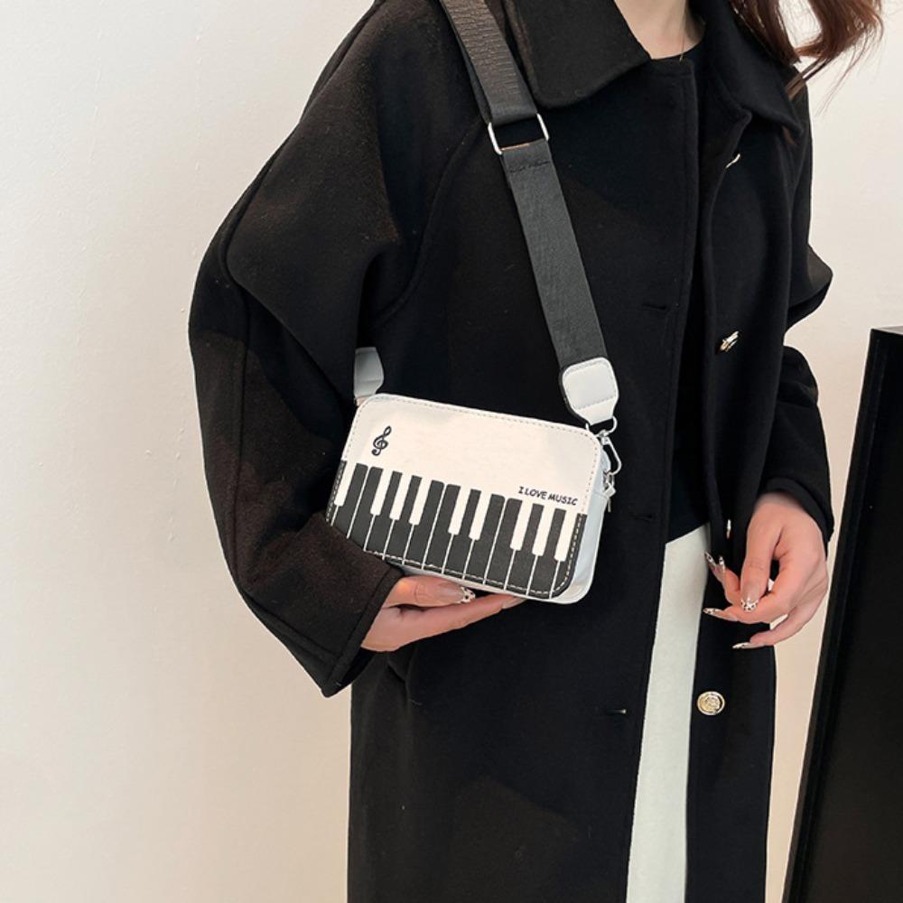 Vintage Torba na ramię w kształcie pianina Modna torba z PU skóry Modna mini kwadratowa torebka Dziewczęca