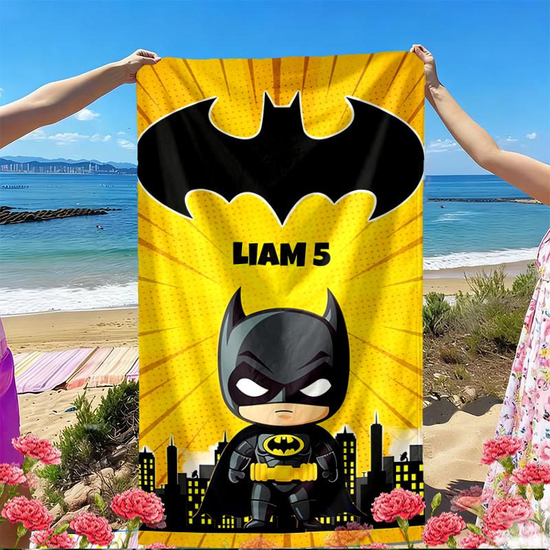 Toalha de Praia com Estampa do Batman, Toalha de Praia Versátil Leve Absorvente para Piscina Surf Yoga Banheiro, Perfeita para Presente de Aniversário Feriado