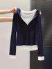 Women's Slimming Hooded Long-Sleeve Two-Piece Faux T-Shirt for Autumn 2025, Base Layer Top