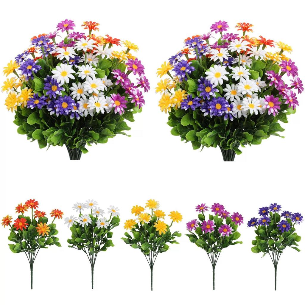 Allwetter-Künstliche Gänseblümchen, UV-beständiges Fake-Bouquet für den Außenbereich, für Garten, Veranda, Blumenkasten
