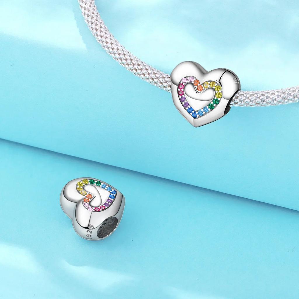 Real Copperrainbow Heart Beads Star Moon Cross Charm Fit Original Bracelet Jewelry Making Diy For Women Fine Gifts