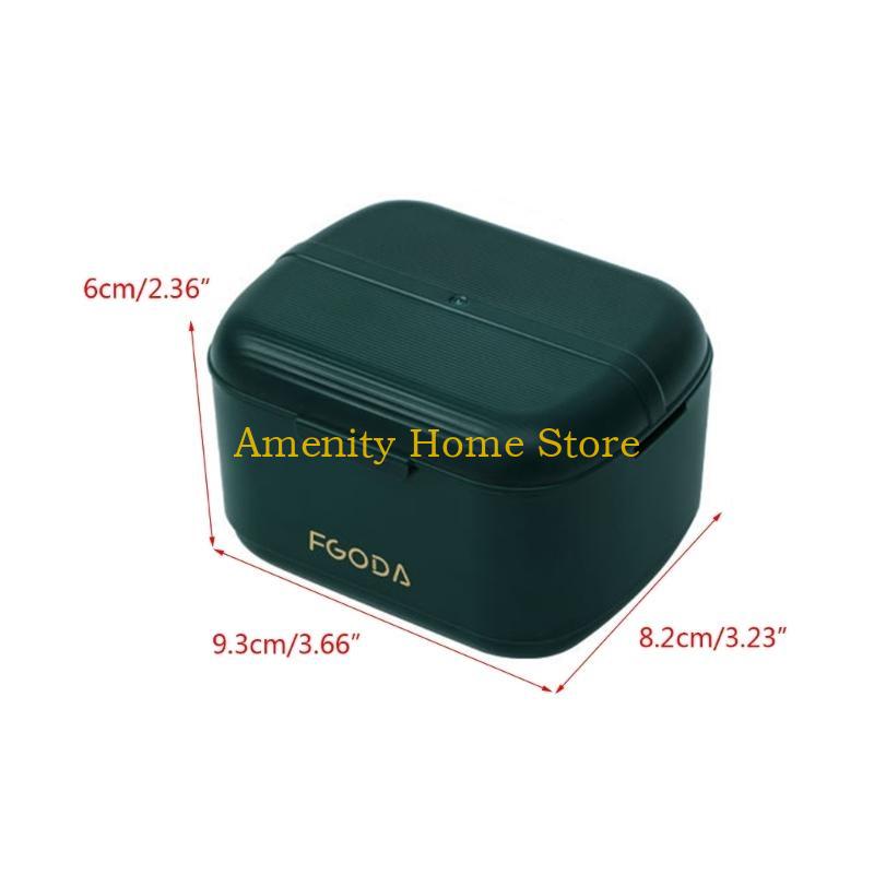 F26C Denture Bath Box Case Dental False Teeth Storage Box with Hanging-Net Container Braces Denture Teeth Care Tool