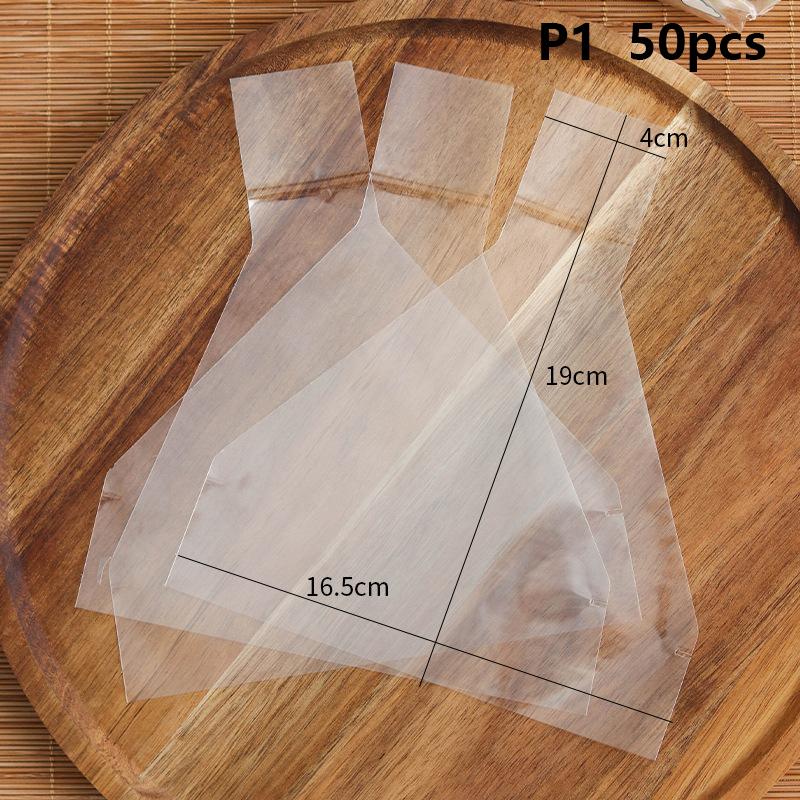 50 pezzi/confezione Sacchetti Adesivi per Confezionamento Palline di Riso a Forma di Triangolo Cartone Alghe Regalo Sacchetto per Sushi Accessori per Cucinare Bento Giapponese