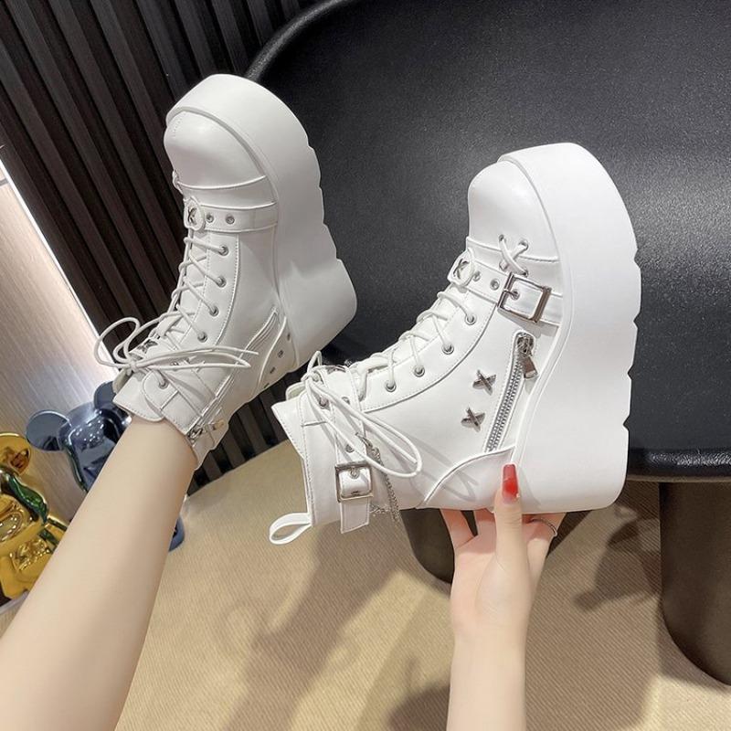 Fashion New Gothic Punk Style Platform Cosplay Women Mid-calf Boots 2025 Autumn Winter Wedges Comfy Women Short Motorcycle Boots Shoes