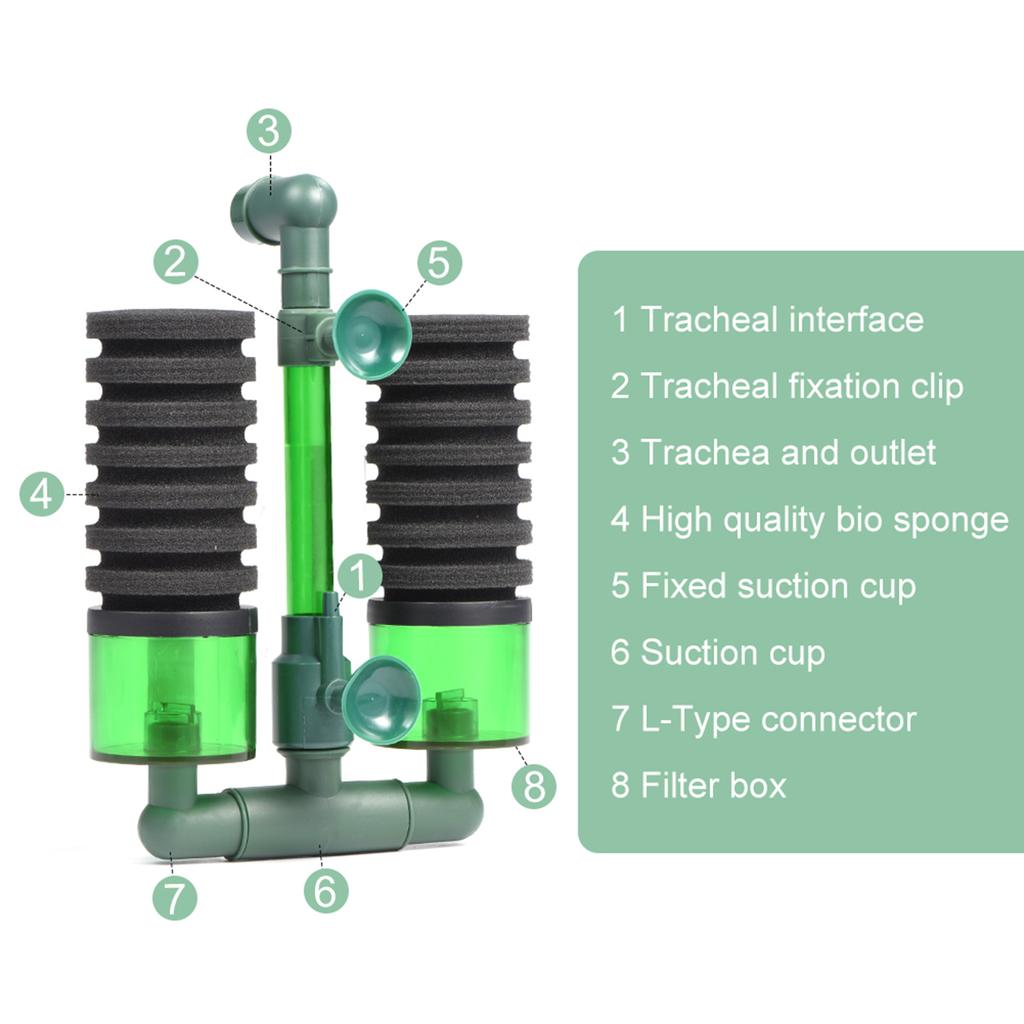 2 Types Aquarium Double Head Biochemical Sponge Foam Filter Fish Tank Equipment