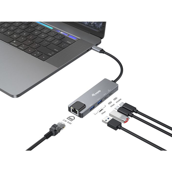 Equip adattatore multifunzione 5 in 1 USB-C 2.5GbE 100W PD grigio